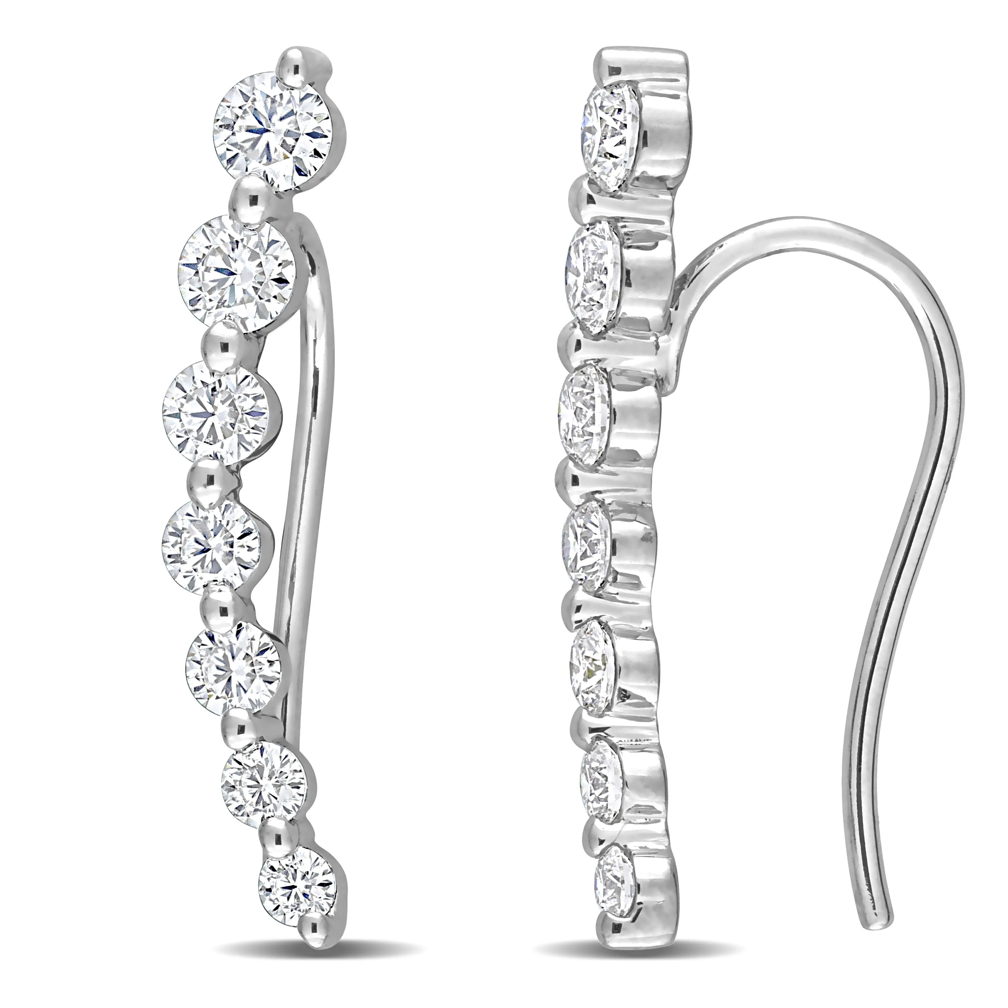 10K White Gold Moissanite Post Earrings