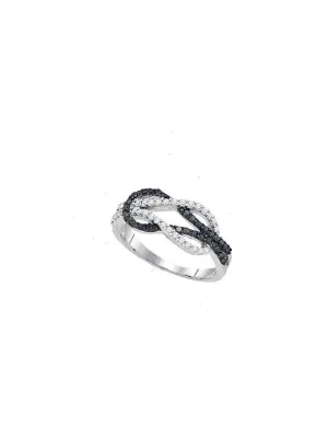 10kt White Gold Womens Round Black Color Enhanced Diamond Fashion Ring 1/2 Cttw
