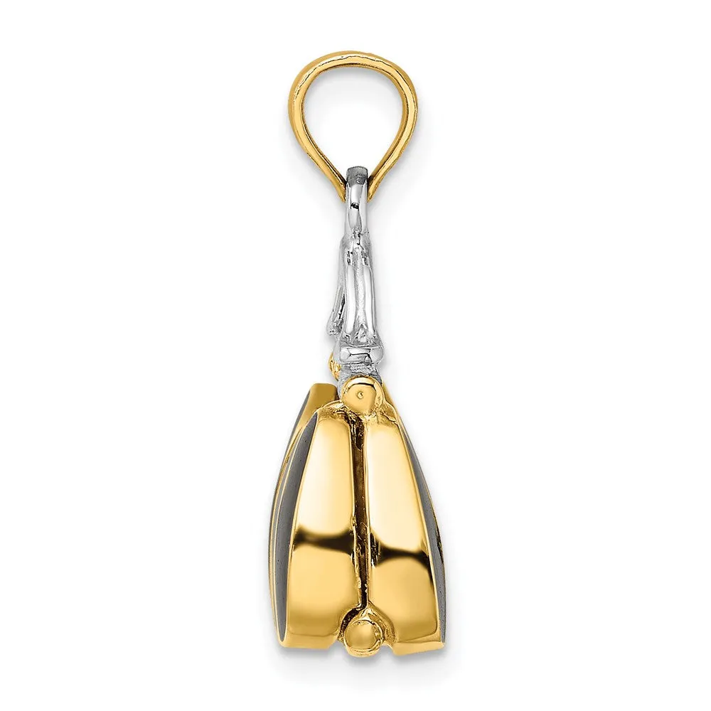 14K & Rhodium 3-D and Enameled Opens Handbag Charm