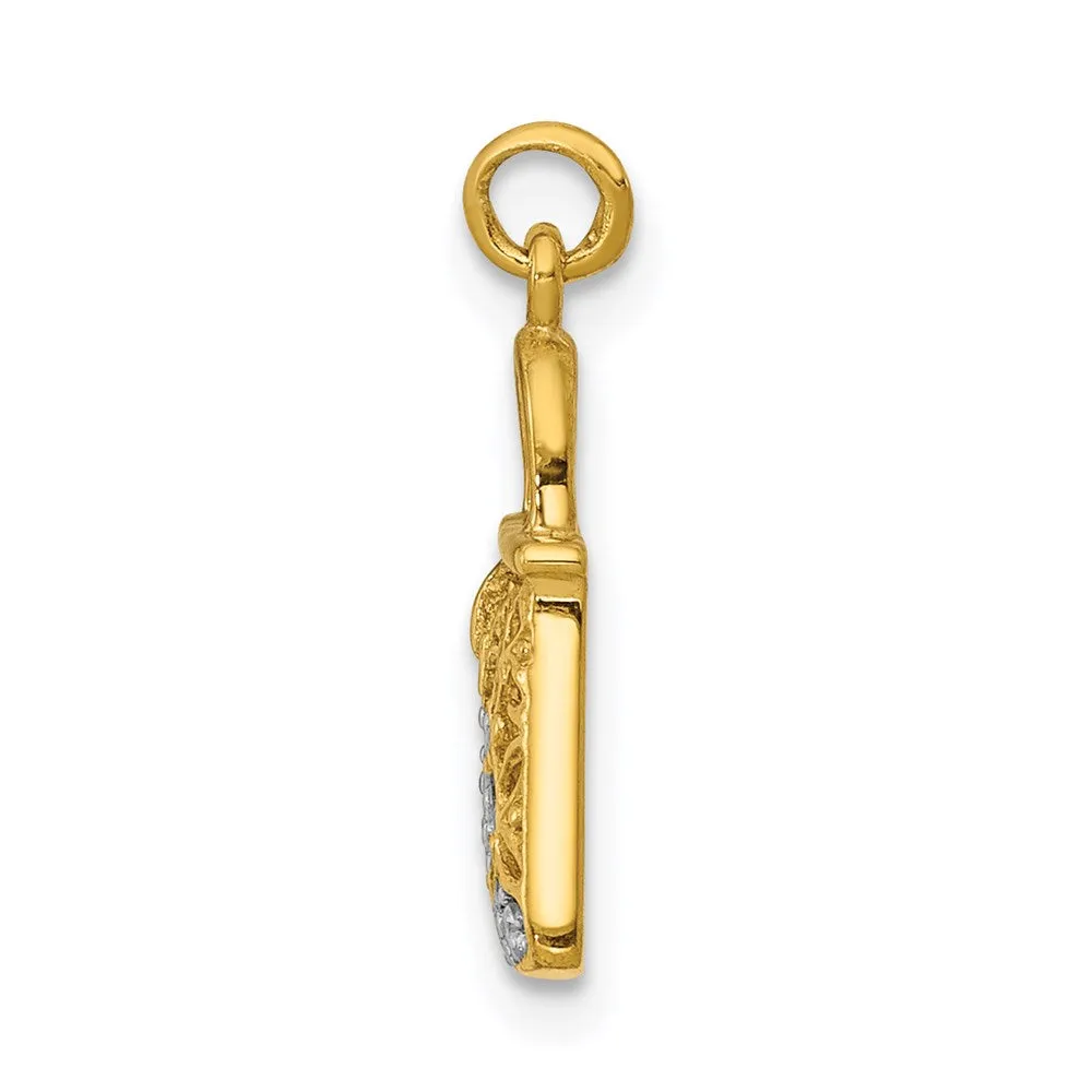 14k and Rhodium Diamond Handbag Charm