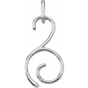 14K White Swirl & Curl Pendant