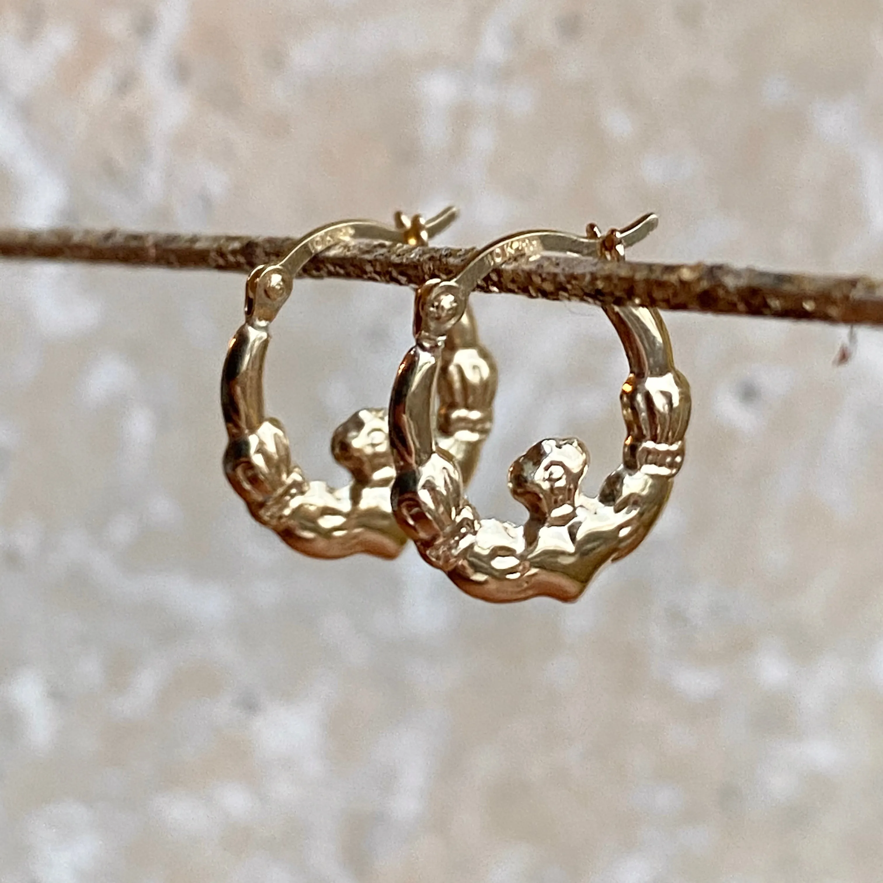 14KT Yellow Gold Small Celtic Claddagh Hoop Earrings