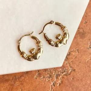 14KT Yellow Gold Small Celtic Claddagh Hoop Earrings