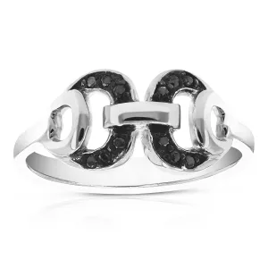 1/6 cttw Black Diamond Chain Statement Ring in Sterling Silver