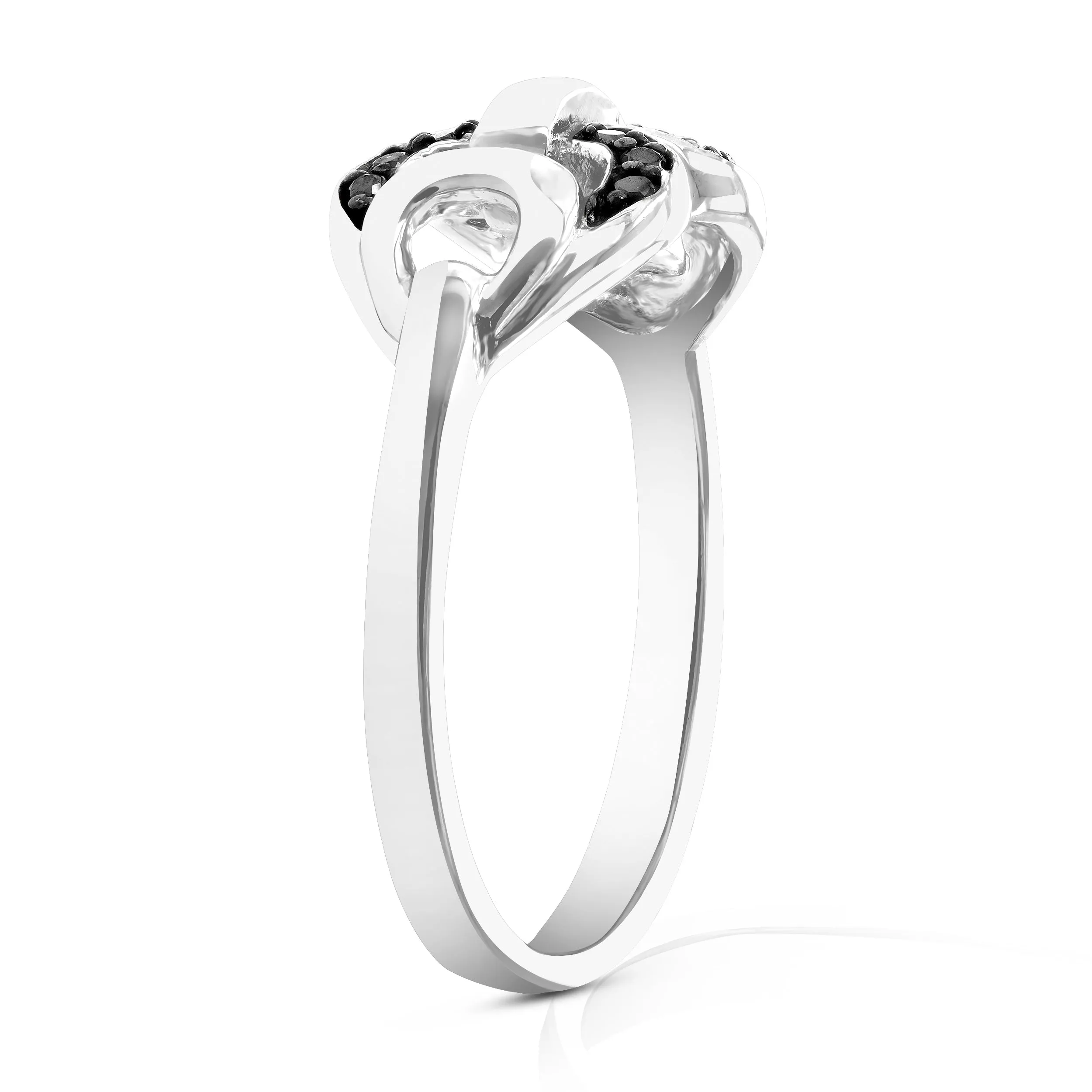 1/6 cttw Black Diamond Chain Statement Ring in Sterling Silver
