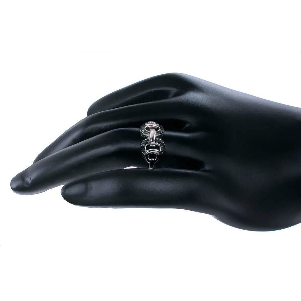 1/6 cttw Black Diamond Chain Statement Ring in Sterling Silver