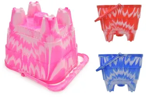 16cm Large Square Sand Castle Marble Beach Bucket