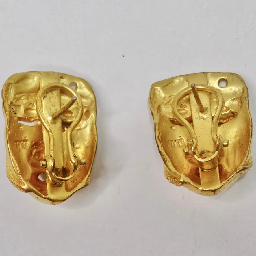 18K Gold Face Motif Stud Earrings