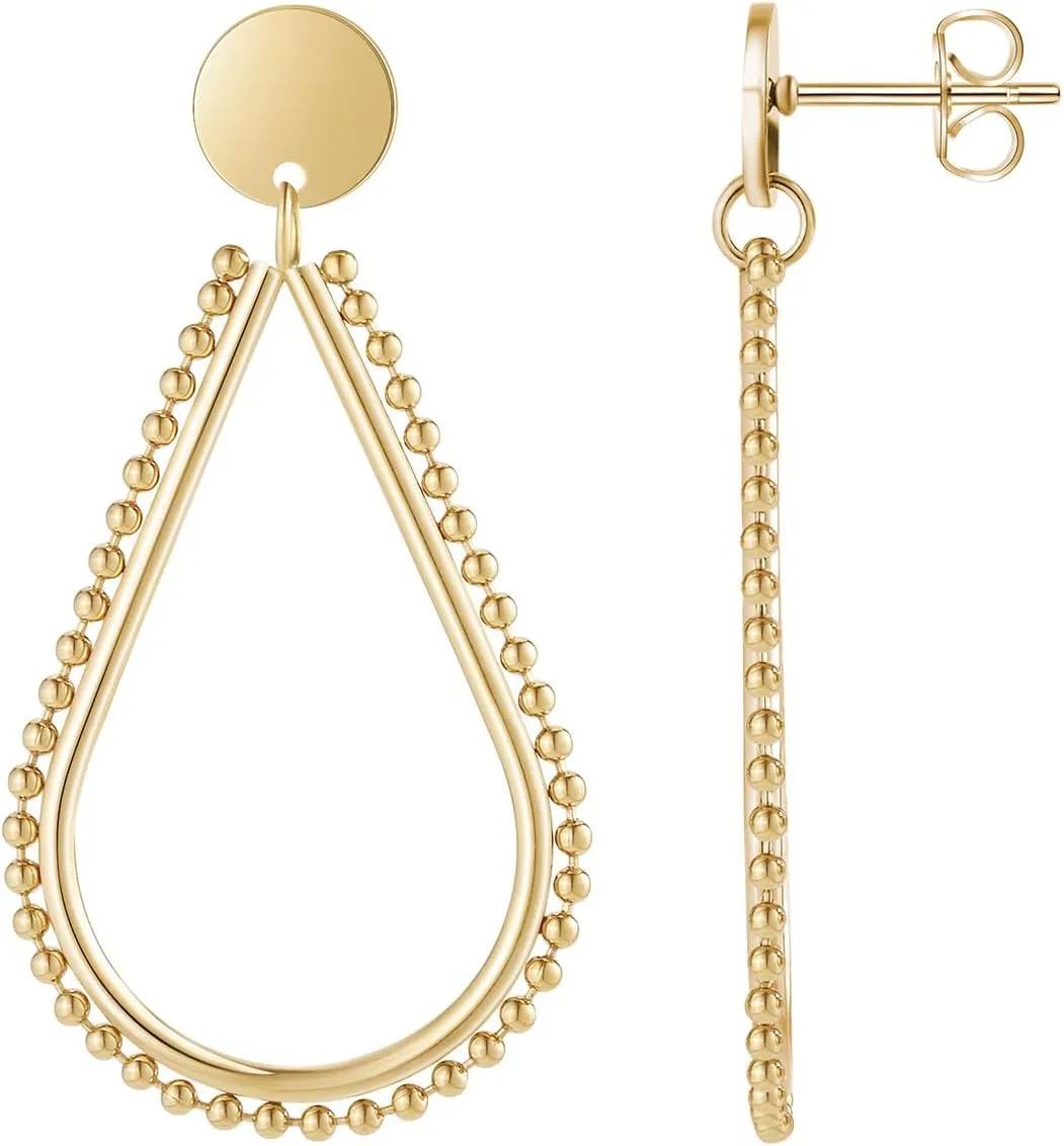 18K Gold Plated Earrings For Women Hypoallergenic Gold Earrings Gold Statement Earrings for Women Trendy Fashion Gold Jewelry Gifts Above 12 Years Old