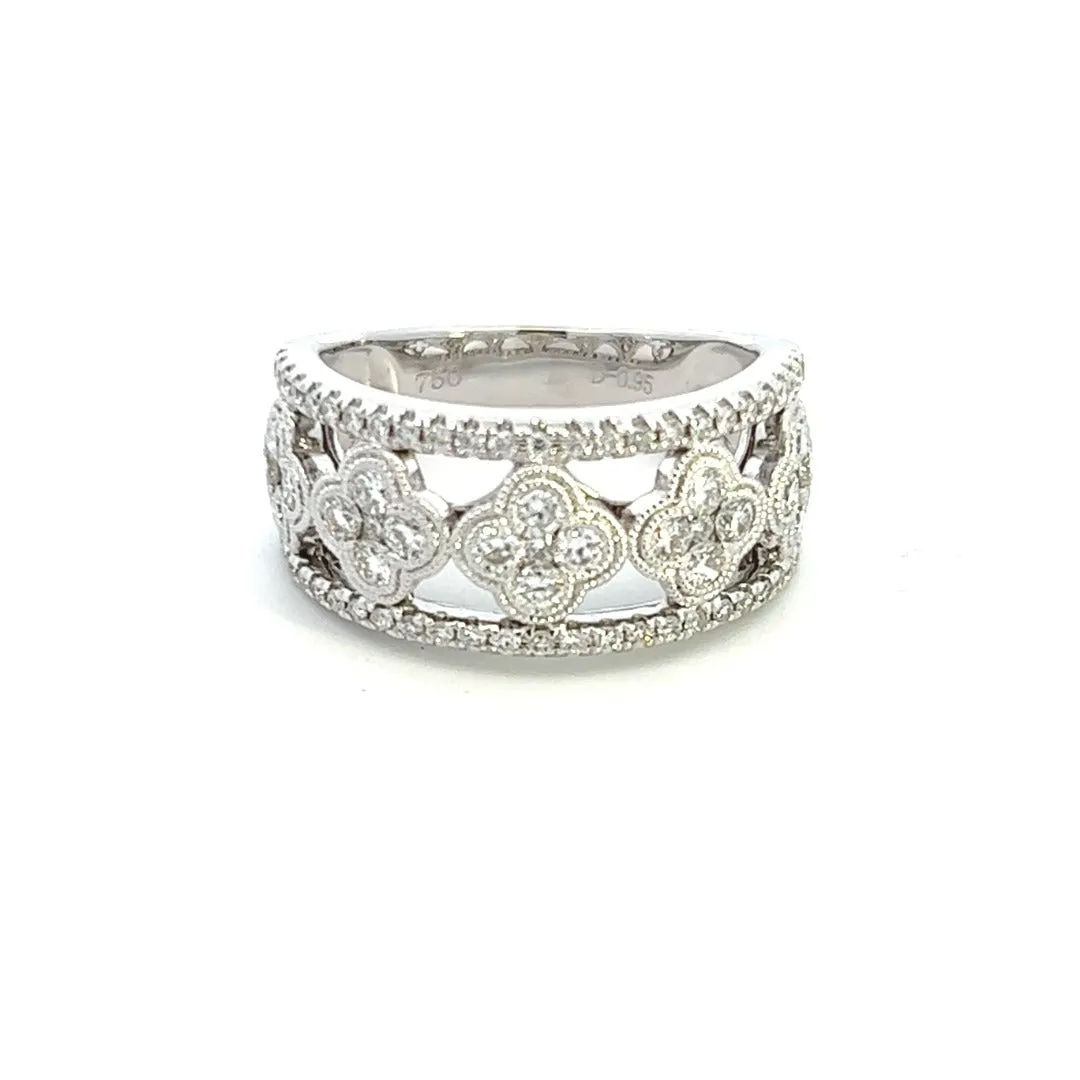 18K White Gold Round Diamond Fashion Ring (.95ctw)