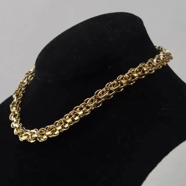 1980S 18K Gold Plated Rope Chain Choker Necklace