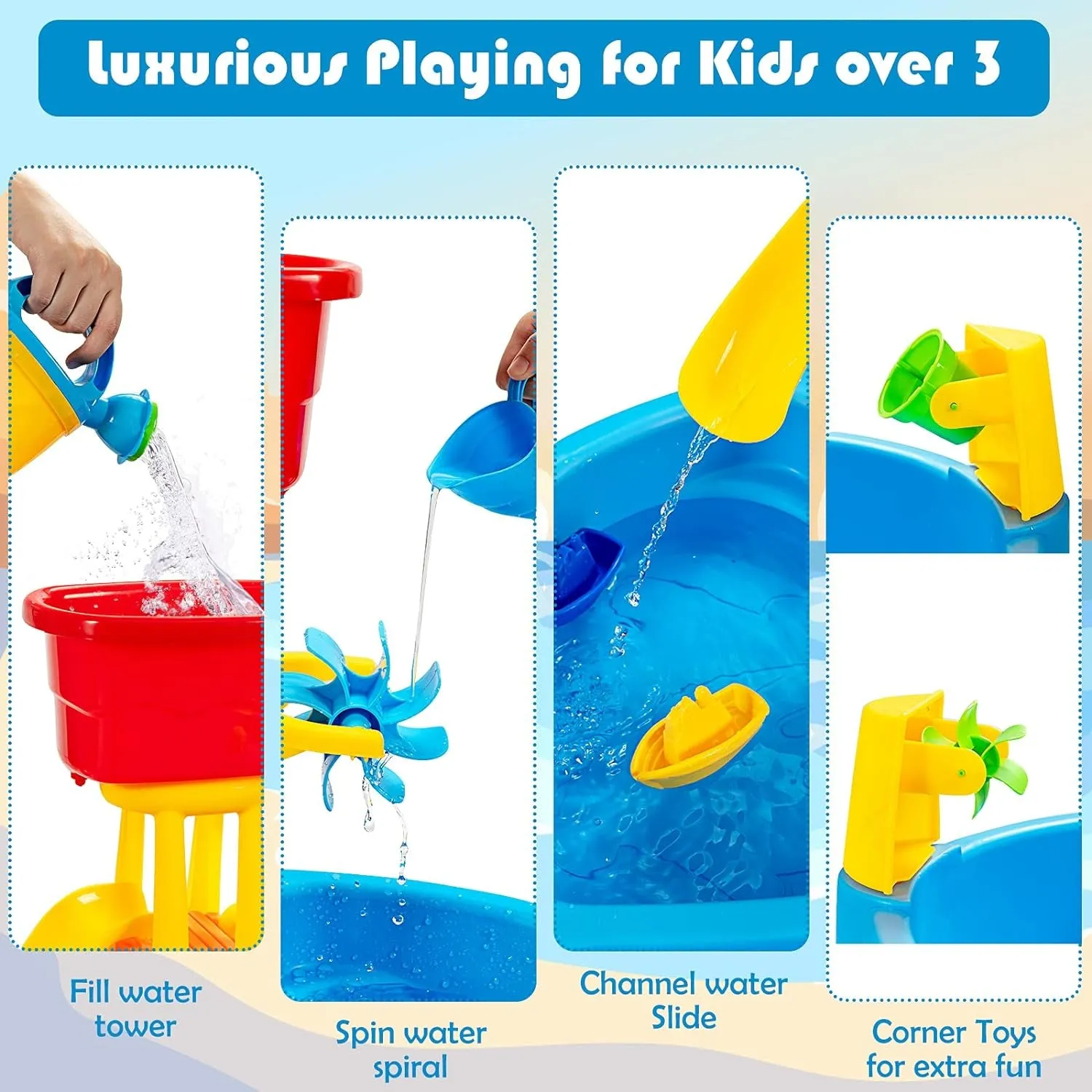 2-in-1 Indoor & Outdoor Sand & Water Table | 12pc Accessory Set | 3 years  