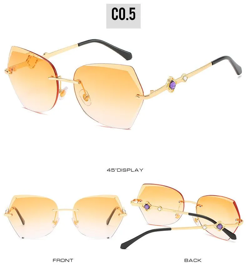 2021 cross border new rimless sunglasses, European and American trends, diamond rimmed glasses, fashion and exquisite trimming Sunglasses
