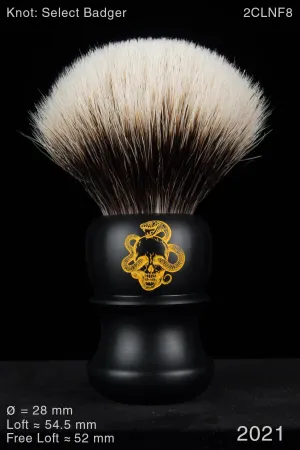 2021 Satin Ebony Snake and Skull 28 mm with a 2CLNF8 Select Badger Knot