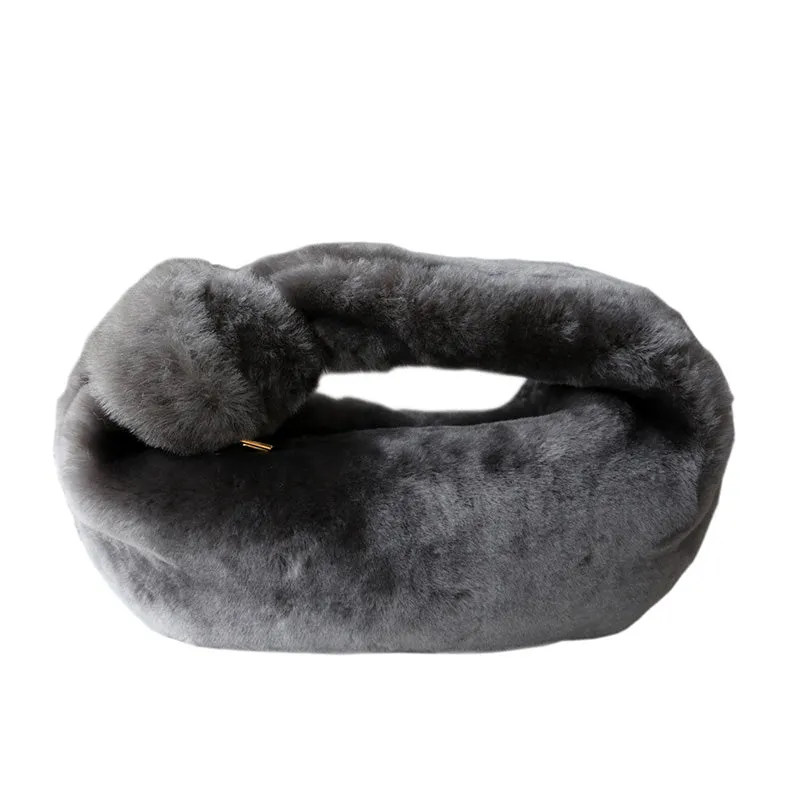 2022 New Fashion Knot Bag Sheepskin Fur Hand Bag Lady Real Lamb Fur Knotted Winter Fairy Handbag Wool 4398