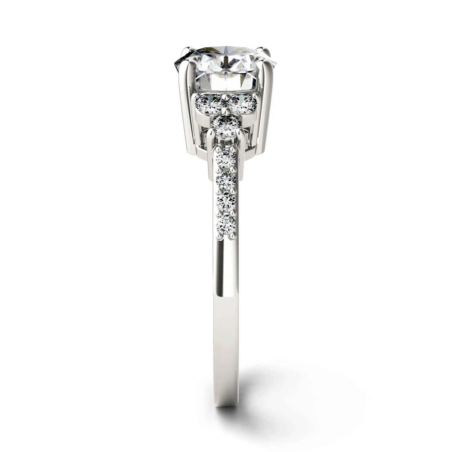 2.30 CTW DEW Oval Moissanite Engagement Ring in 14K White Gold