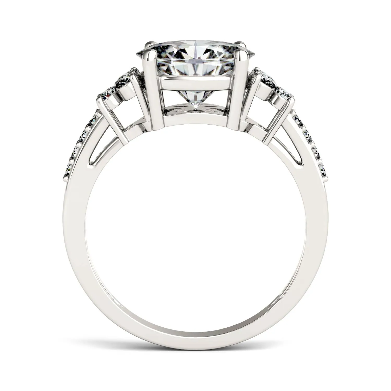 2.30 CTW DEW Oval Moissanite Engagement Ring in 14K White Gold