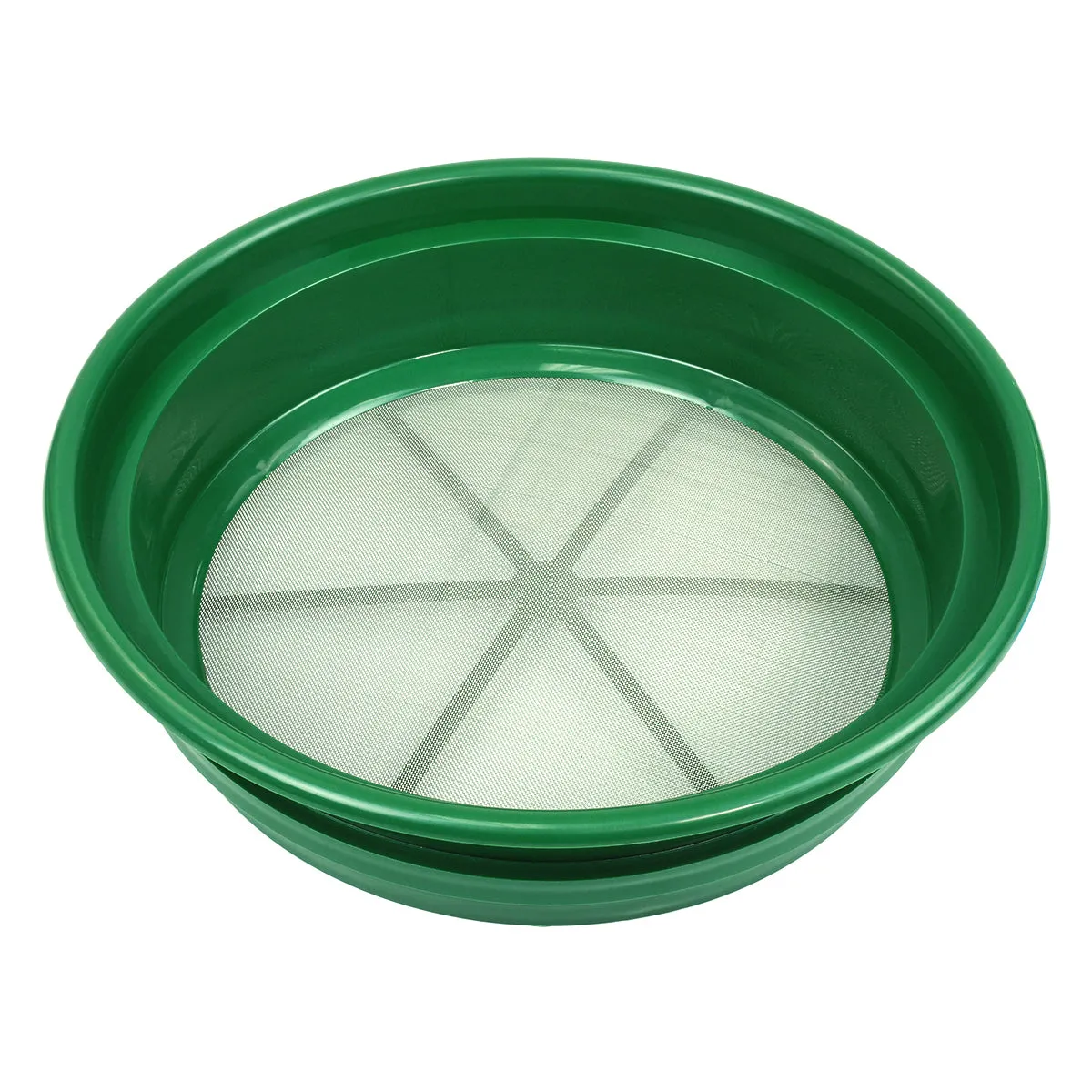 3 pc Green Plastic Gold Sifting Pan Classifier Stackable Mesh Size 1/2 1/4 1/12