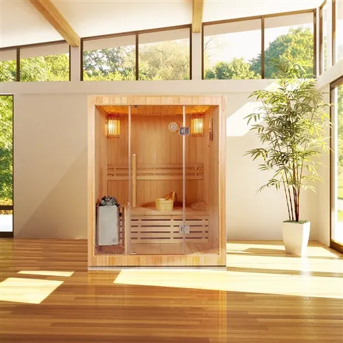 3 People Canadian Red Cedar Indoor Wet Dry Sauna 3 kW ETL Certified Heater