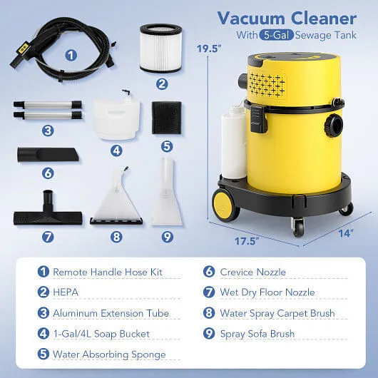 4-in-1 Portable Wet Dry Vacuum Cleaner-Yellow - Color: Yellow