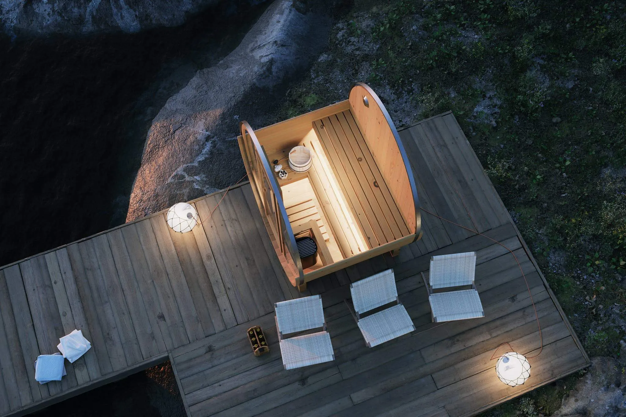 5.5 Ft Scenic View Barrel Sauna - 2- 4 People (Extra Wide)