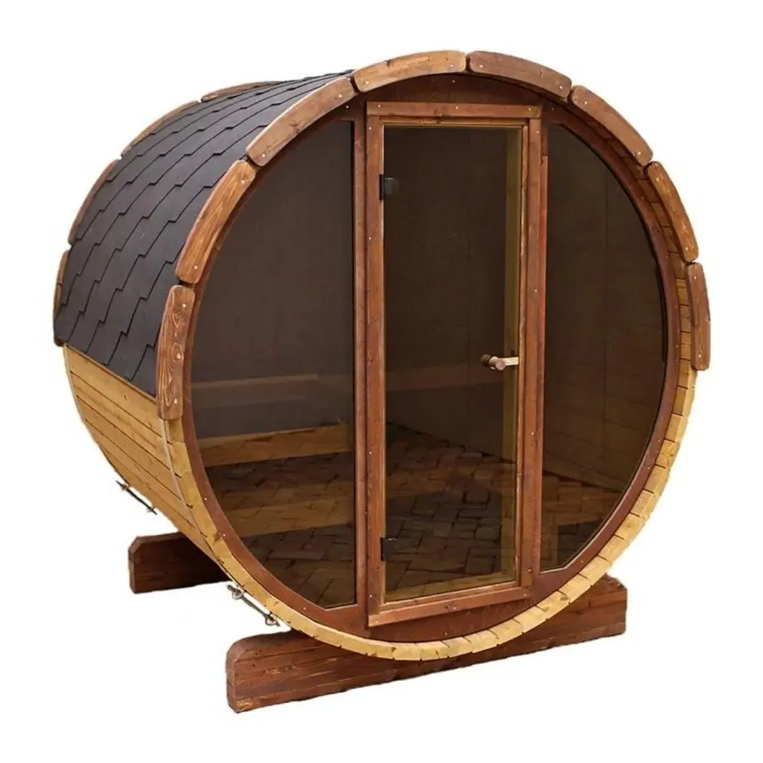 5.5 Ft Scenic View Barrel Sauna - 2- 4 People (Extra Wide)