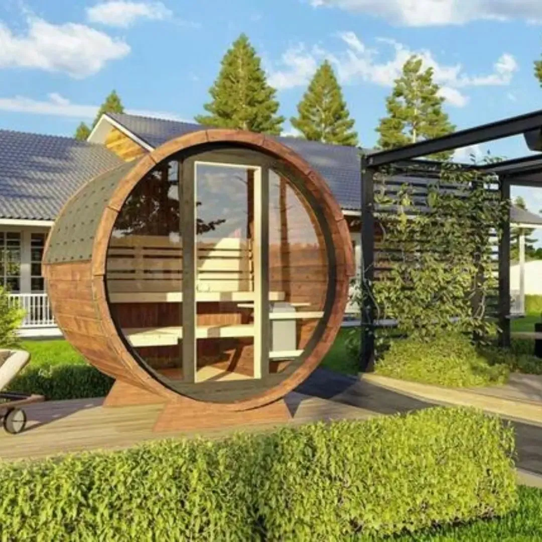 5.5 Ft Scenic View Barrel Sauna - 2- 4 People (Extra Wide)