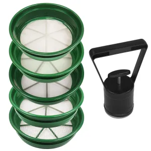 6 pc Green Sifting Gold Pan Plastic Classifiers &amp; 8 lbs Magnetic Pickup Tool