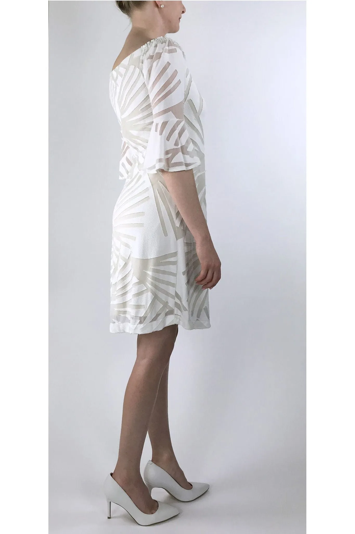 653 IVY Bell Sleeves On/Off Shoulder Knee Length Flare Dress