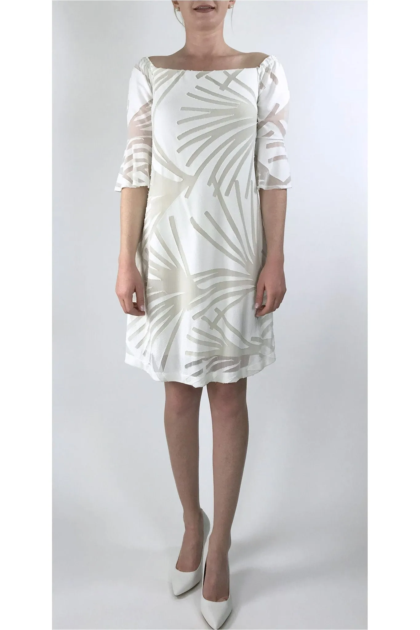 653 IVY Bell Sleeves On/Off Shoulder Knee Length Flare Dress