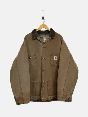 90's Carhartt Heavy Duty USA Made Vintage Corduroy Collar Jacket Size 2-3XL