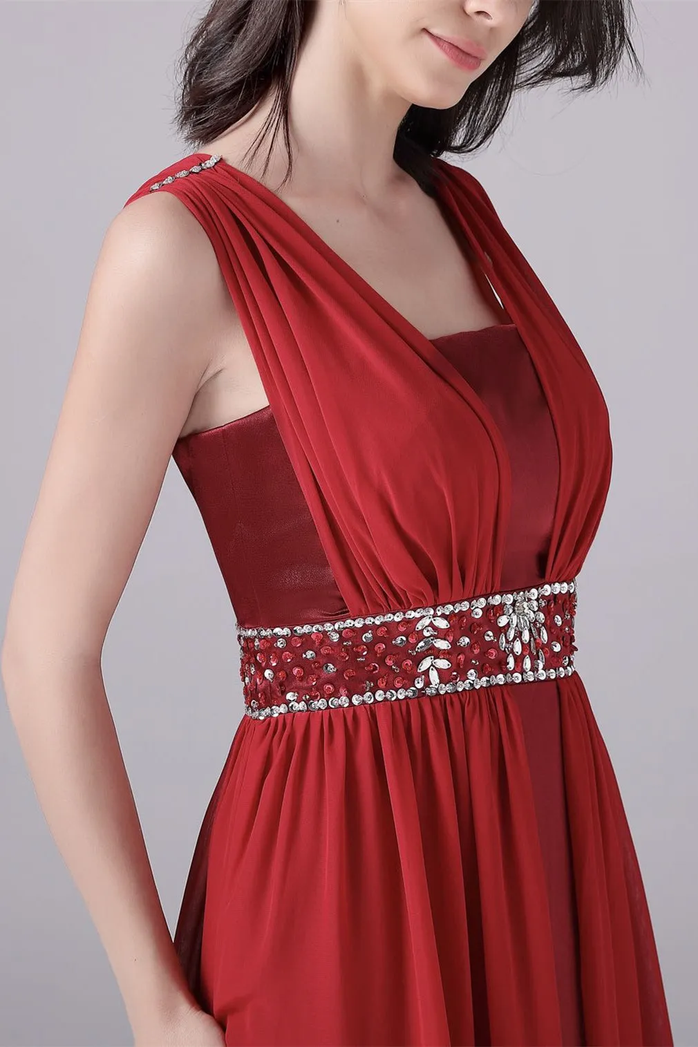 A-line court train sleeveless halter backless mother's dress