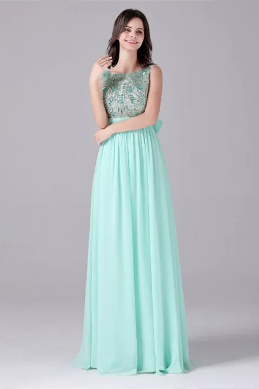 A-Line strap Bateau Ankle-length sleeveless Backless mother's dress