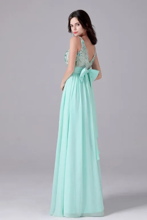 A-Line strap Bateau Ankle-length sleeveless Backless mother's dress
