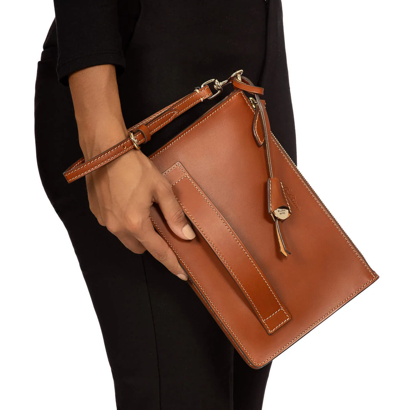 ADELE LEATHER CLUTCH - COBALTO