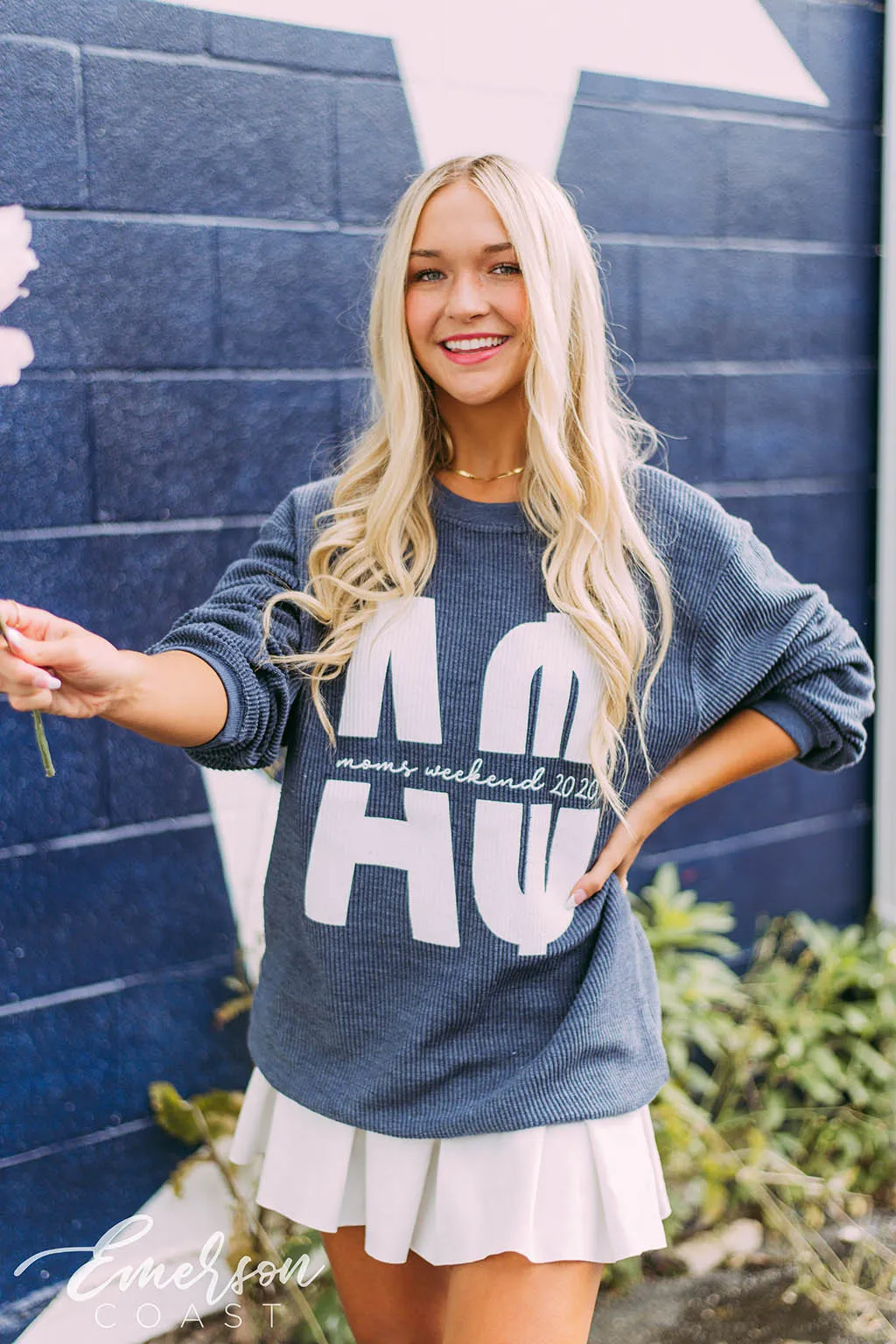 Alpha Phi Moms Weekend Navy Corduroy Sweatshirt