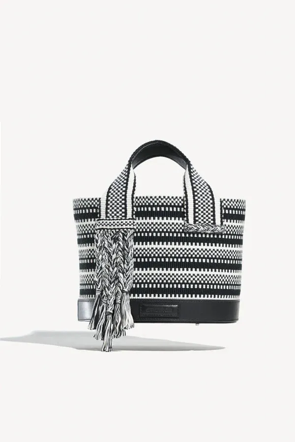 Amambaih Tutu Midi Bucket Bag in Black & Ivory