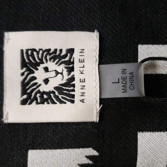 Anne Klein Black and White Print 3/4 Sleeve Open Front Jacket, Large