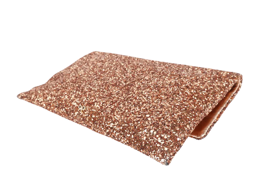 ANYA HINDMARCH BRONZE GLITTER VALORIE CLUTCH WITH BOX ONLY