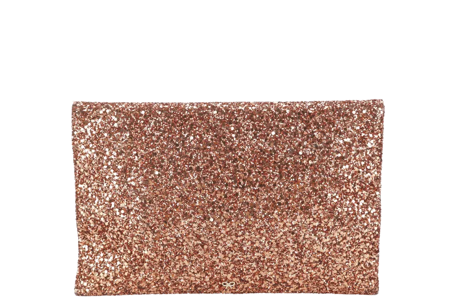 ANYA HINDMARCH BRONZE GLITTER VALORIE CLUTCH WITH BOX ONLY