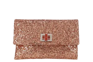 ANYA HINDMARCH BRONZE GLITTER VALORIE CLUTCH WITH BOX ONLY