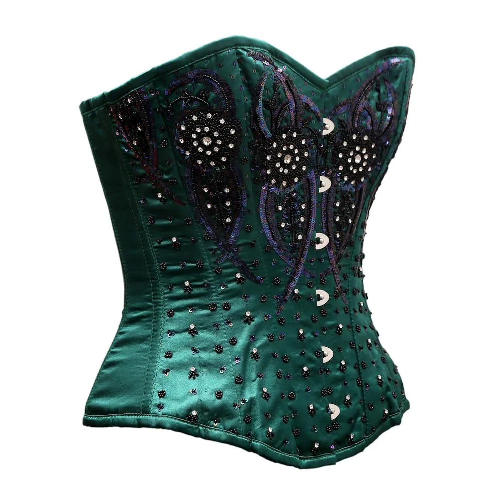 Auriemma Green Satin Satin Embroidery Overbust Corset