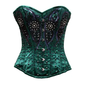 Auriemma Green Satin Satin Embroidery Overbust Corset