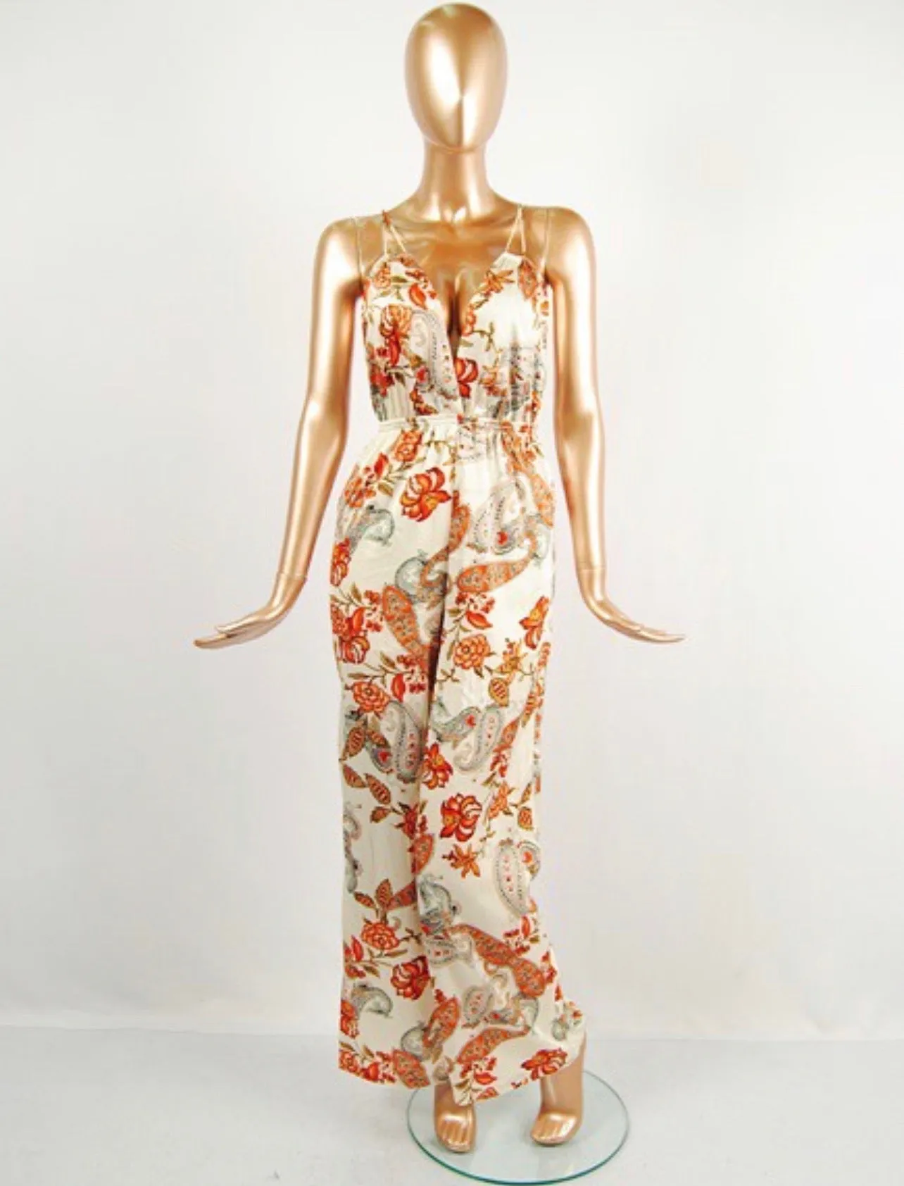 Aurora Satin Jumpsuit x Cream