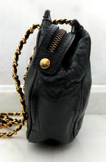 Authentic Chanel Black Vintage Lambskin Octagon Handbag
