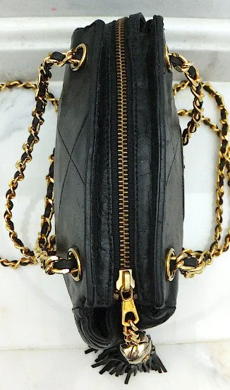 Authentic Chanel Black Vintage Lambskin Octagon Handbag