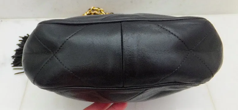 Authentic Chanel Black Vintage Lambskin Octagon Handbag