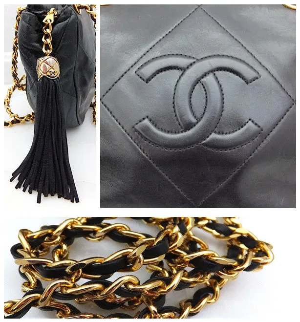 Authentic Chanel Black Vintage Lambskin Octagon Handbag