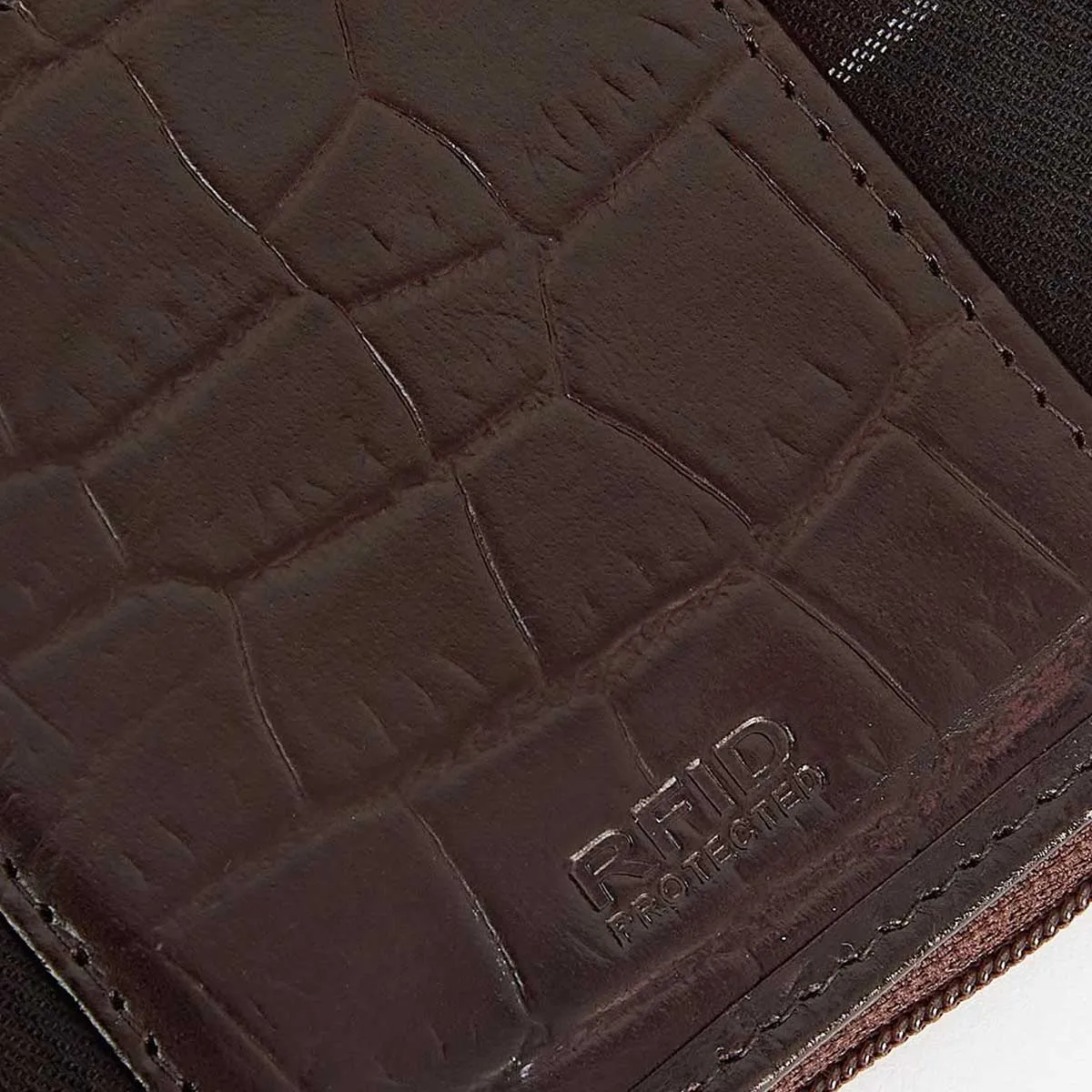 BARBOUR Faux Croc French Purse - Classic Black Cherry