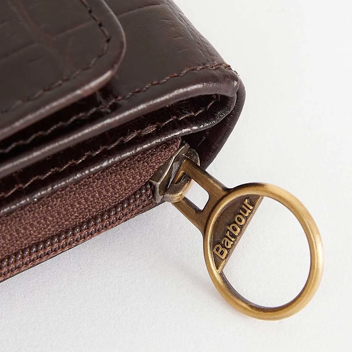 BARBOUR Faux Croc French Purse - Classic Black Cherry
